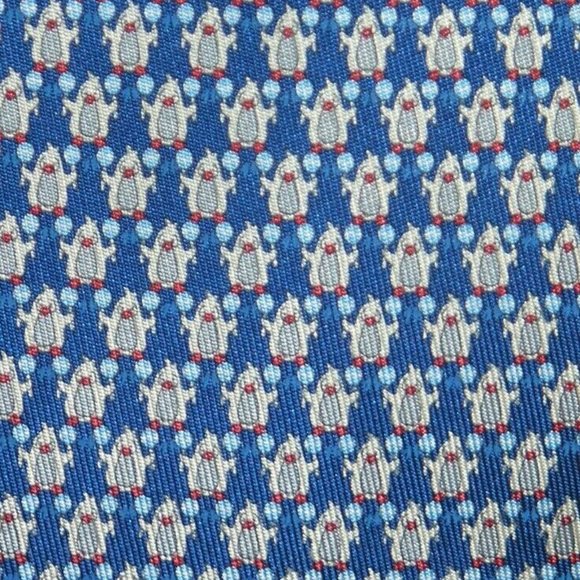 Salvatore Ferragamo Blue Penguin Pattern Silk Tie - Picture 3 of 6